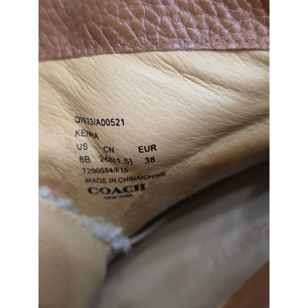 Coach Kenna Leather Shearling Wedge Booties Brown Y2K Size 8B